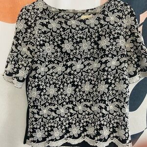 Everly Black and White Floral Lace Top